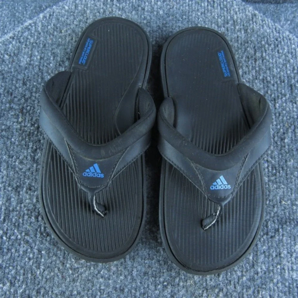 adidas Boys Flip Flop Shoes Sz Y 2 Medium‎ Sandal Black Synthetic Slip On